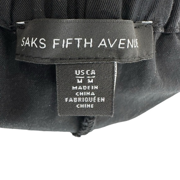 Saks Fifth Avenue Womens Tie Waist Ruffle Hem Shorts Size Medium Black Lyocell - Picture 6 of 6